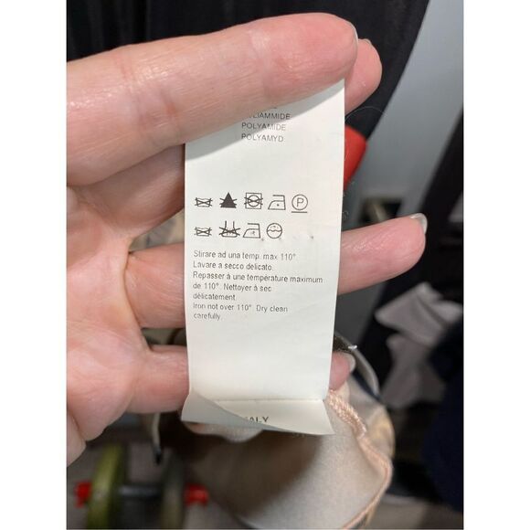 Small, Pinko, dress with plunging back. Black, coral and peach. Made in Italy - Picture 7 of 8